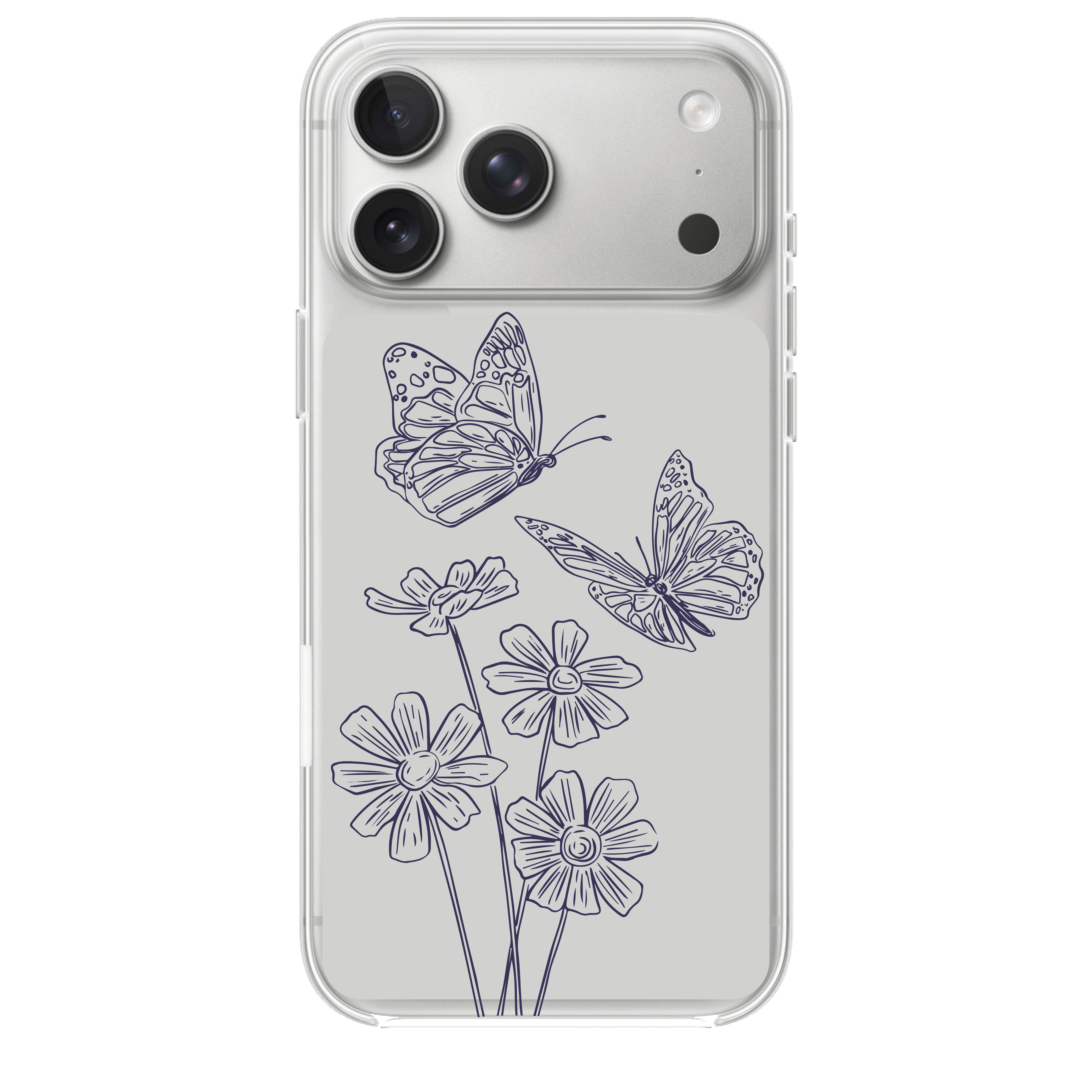 🦋 Carcasa romántica con mariposas y flores – Diseño floral elegante y minimalista