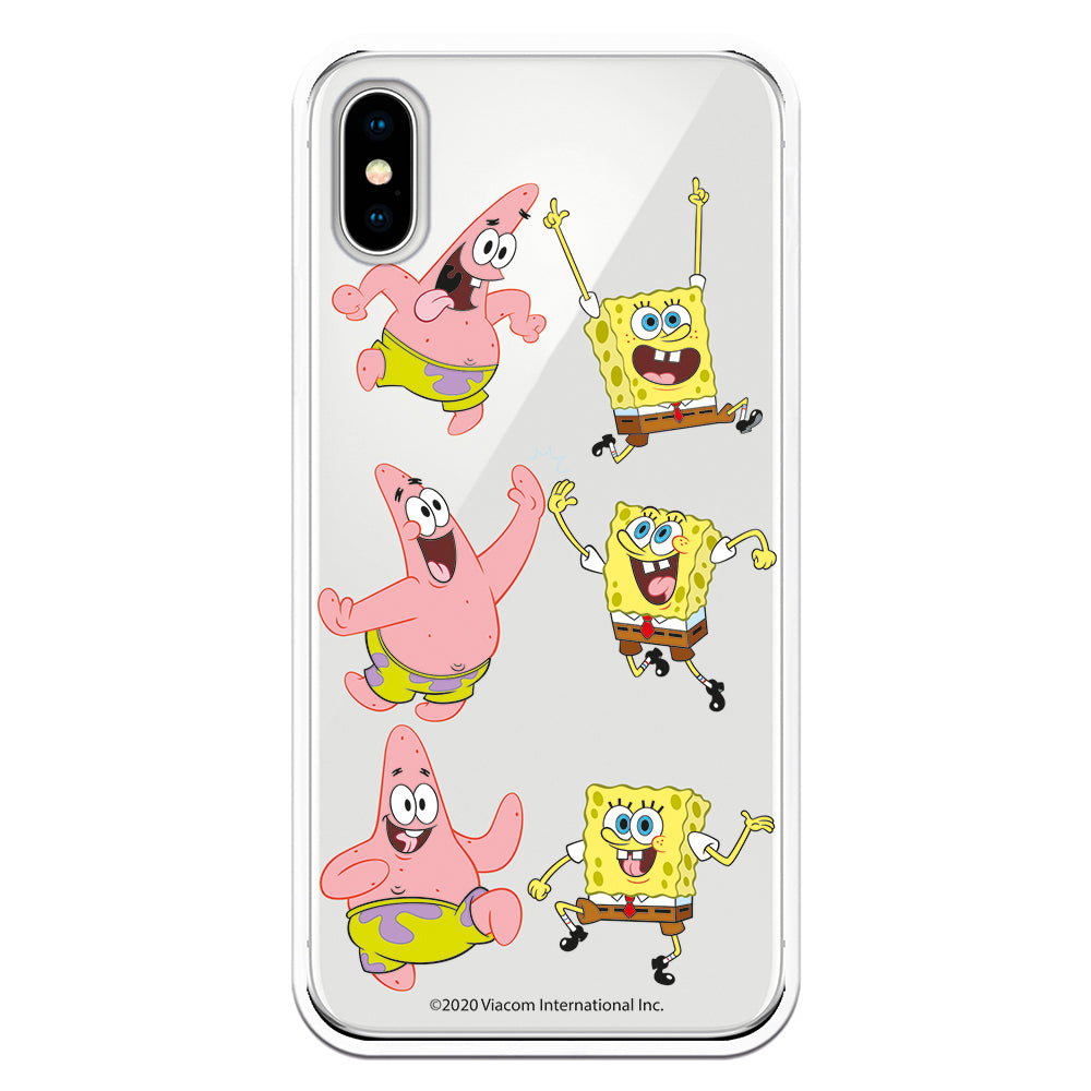 Carcasa silicona Flexible Bob Esponja y Patricio Saludando