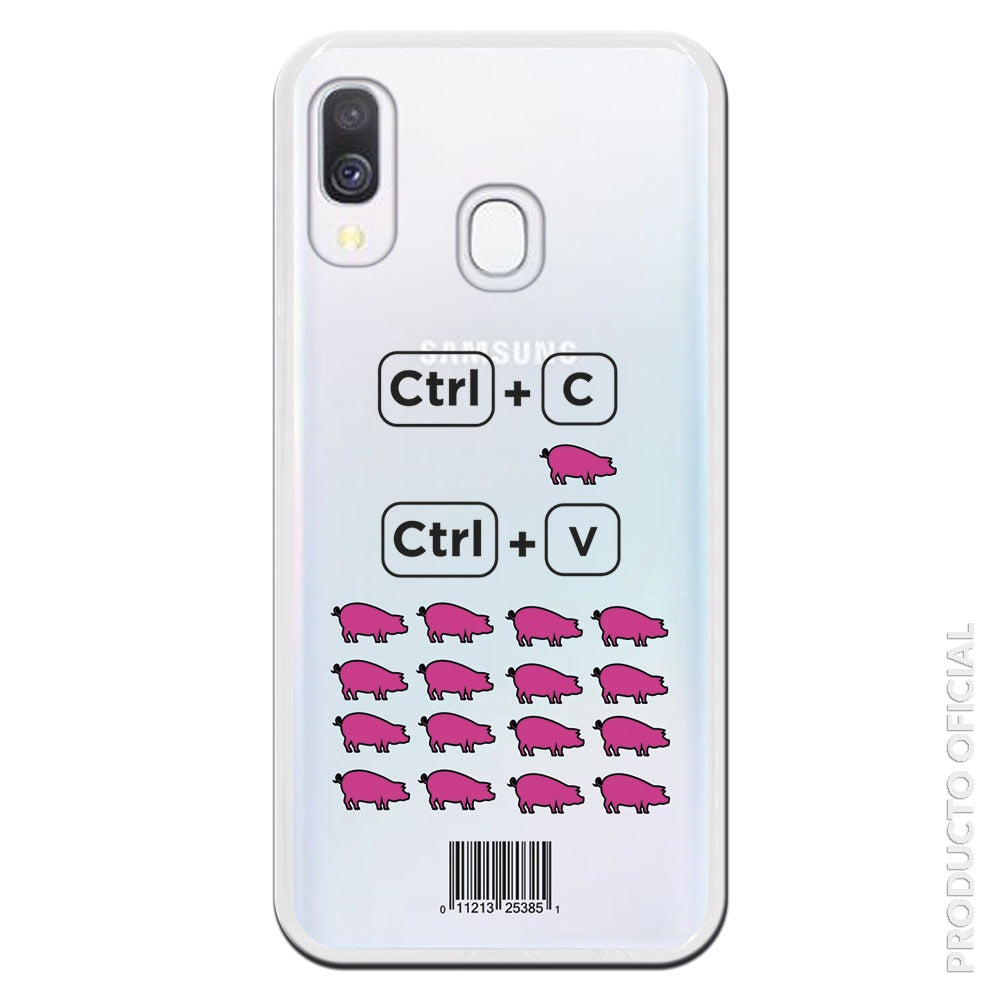 Funda móvil original Ctrl +C de cerdito y Ctrl +V de muchos cerditos y codigo de barra copia cerditos