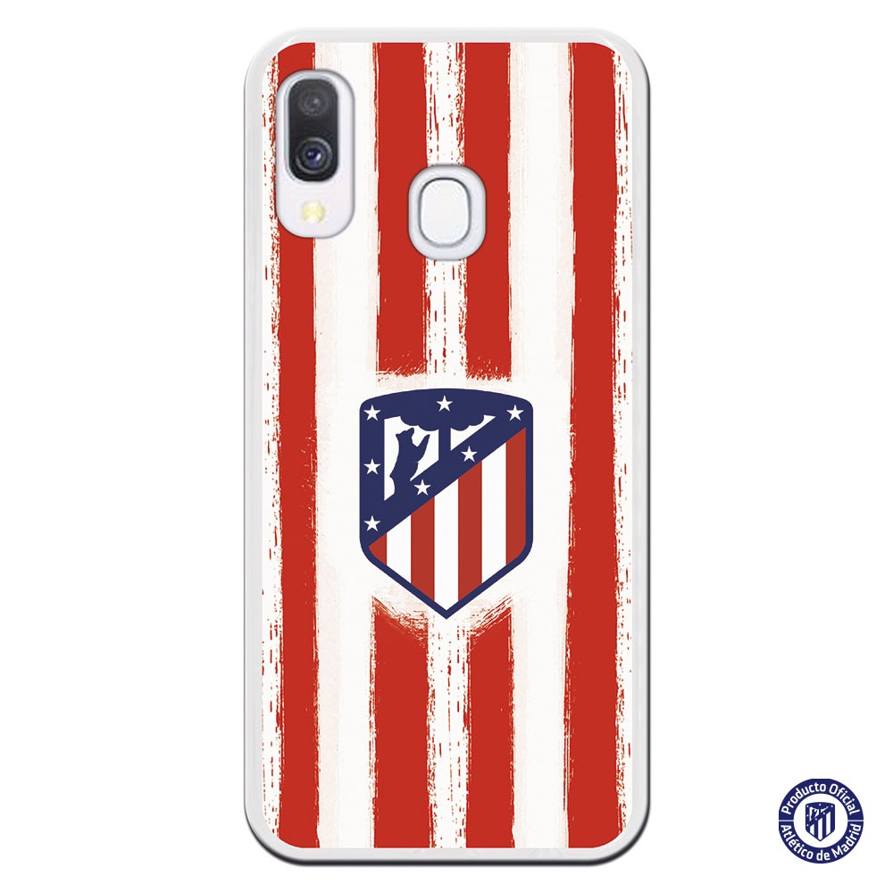 Funda móvil escudo atlético de madrid con fondo estilo camiseta pintura trazado rojo , especial para los seguidores atléti campeones de liga