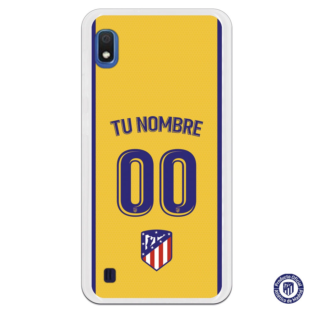 Funda móvil atlético de madrid camiseta oficial segunda equipación amarillo letras azules