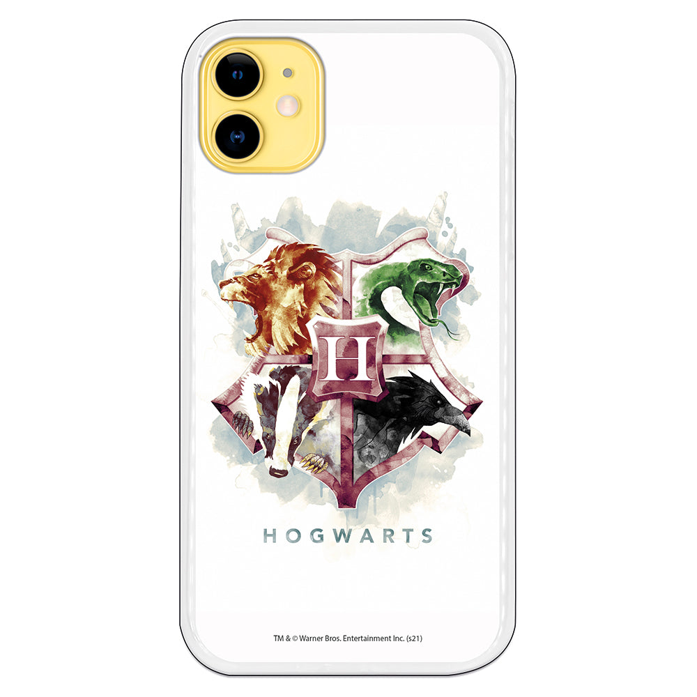 Carcasa móvil Escuela Howarts con los animales de la escuela fondo blanco