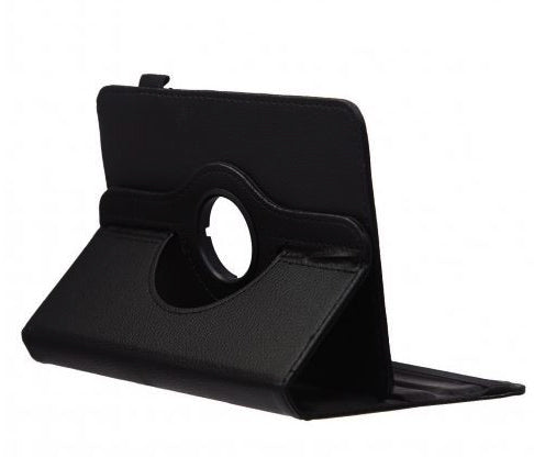 Funda doblada con apoyo Tablet negra de polipiel