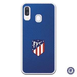Funda móvil escudo atlético de madrid nuevo con fondo azul oscuro con líneas regalo aficionados campeones de liga merchandasing