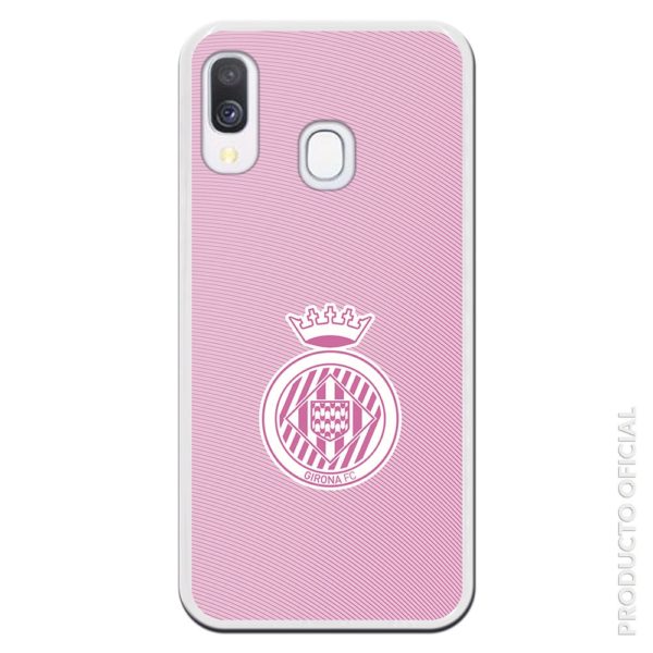 Comprar funda móvil Girona futbol femenino rosa rayas escudo blanca y rosa afición regalo original