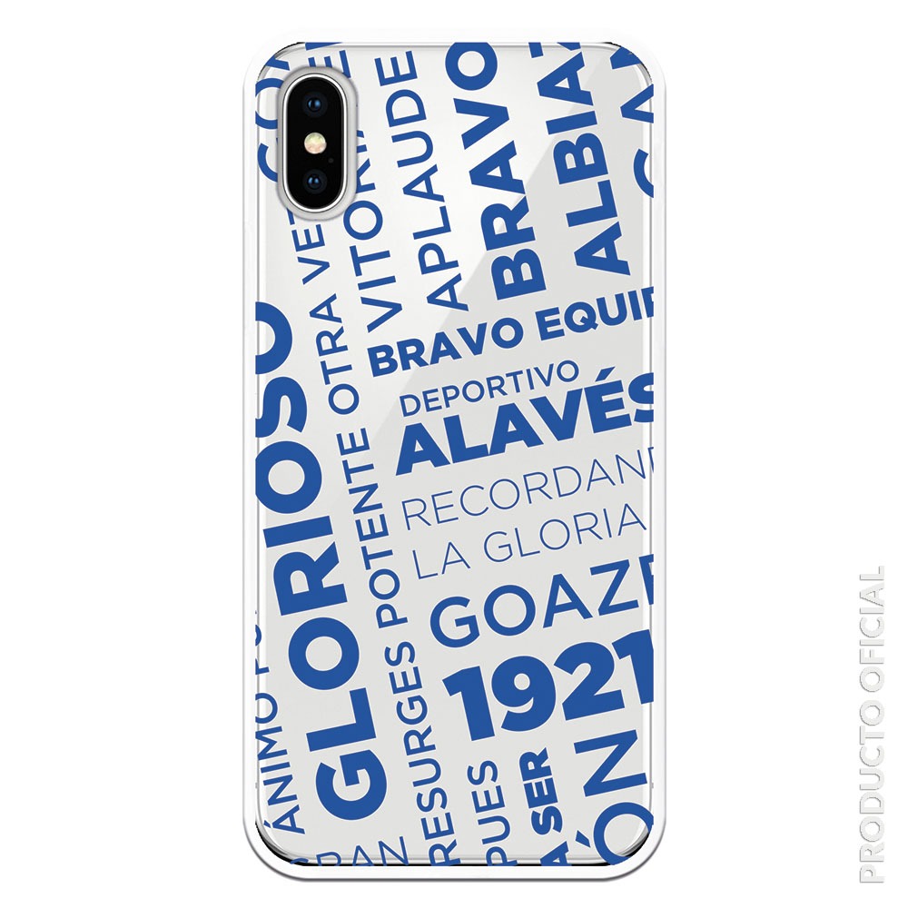 Comprar funda móvil Deportivo Alavés con letras Glorioso Barvo Recondando potente otra vez con fondo transparente.