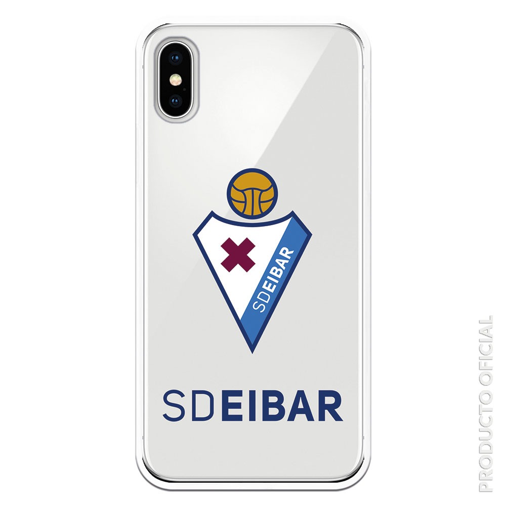 Comprar funda oficial S.D Eibar escudo en el medio y fondo transparente silicona gel flexible