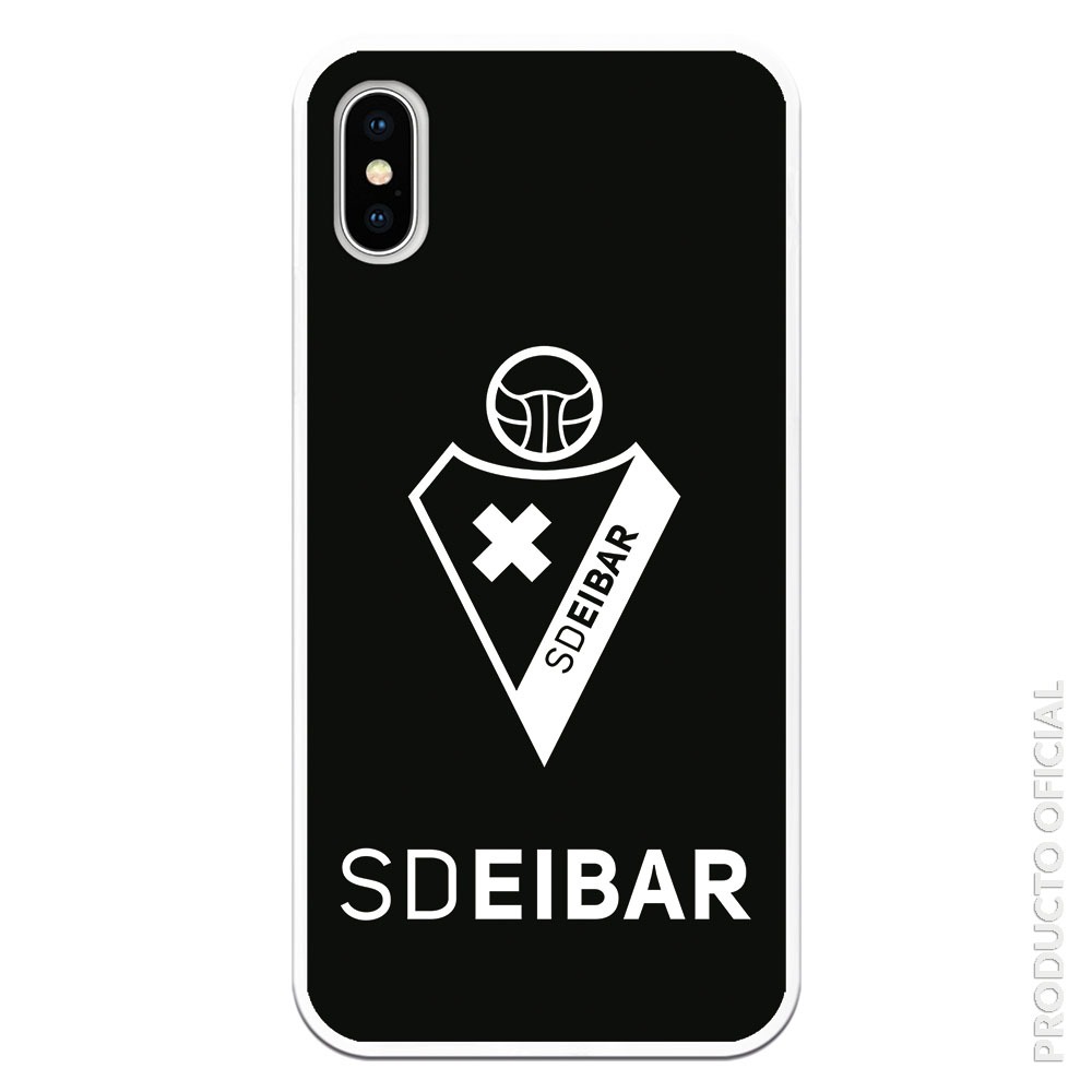 Comprar funda móvil SD Eibar escudo blanco con fondo negro silicona gel flexible