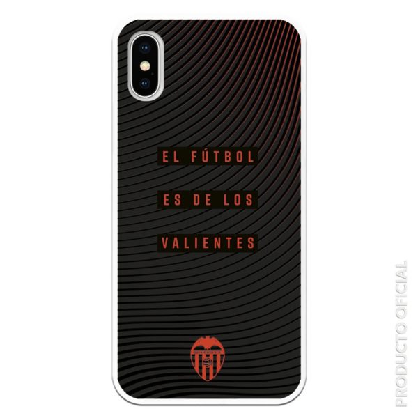 Funda móvil el fútbol es de los valientes escudo naranja color negro y trazos ondulados