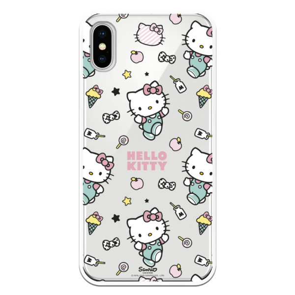 Carcasa móvil Hello Kitty feliz andando con helado, batido y estrella