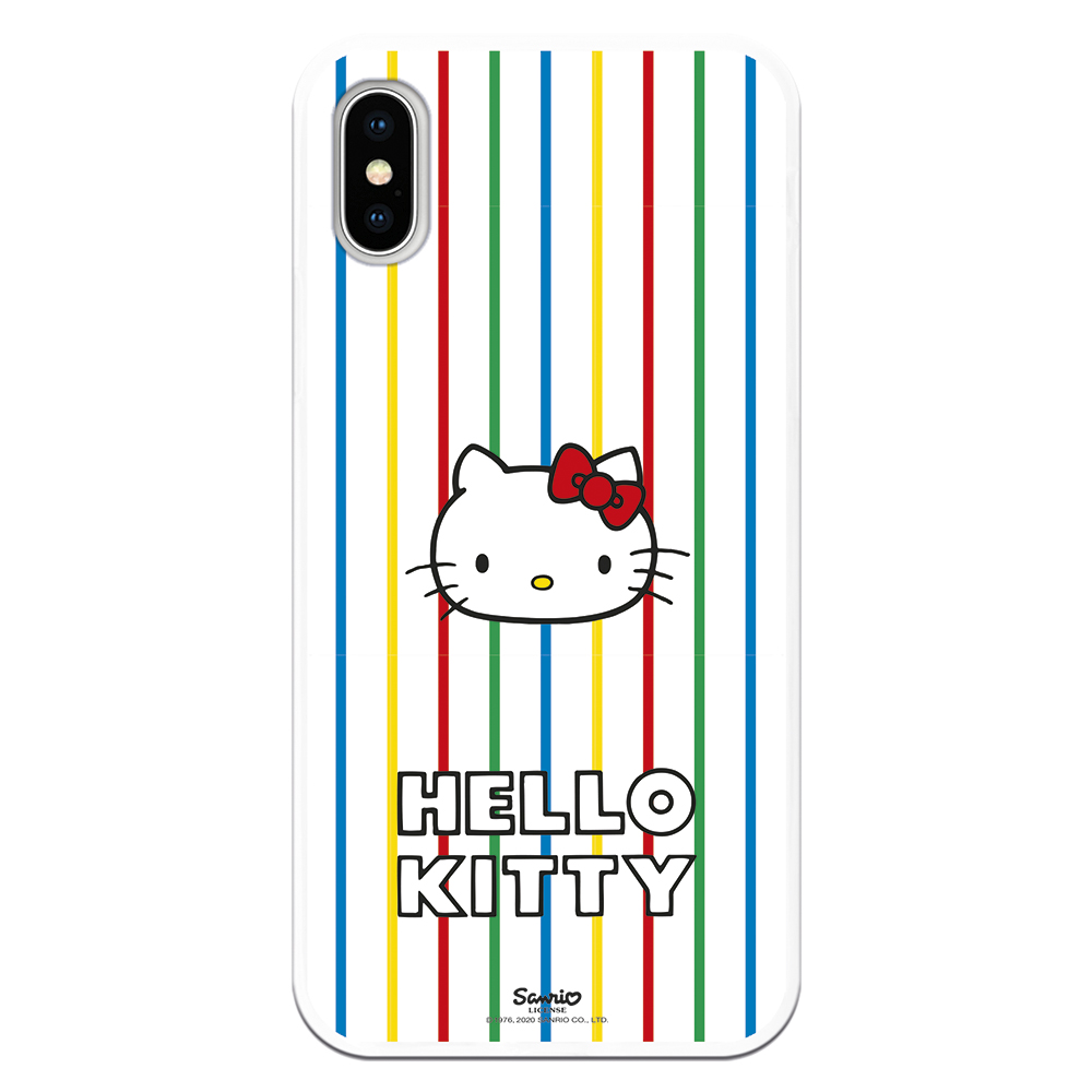 Funda Hello Kitty fondo blanco y rayas de colores