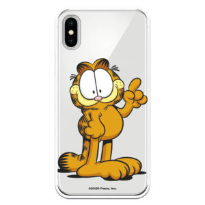 Funda Garfield como apunto de decir algo fondo transparente