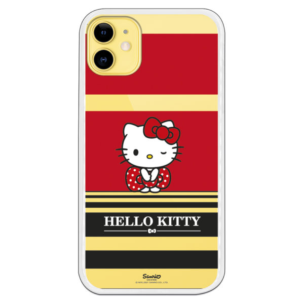 Carcasa móvil Hello kitty blink con fondo rojo y letras blanco y fondo negro