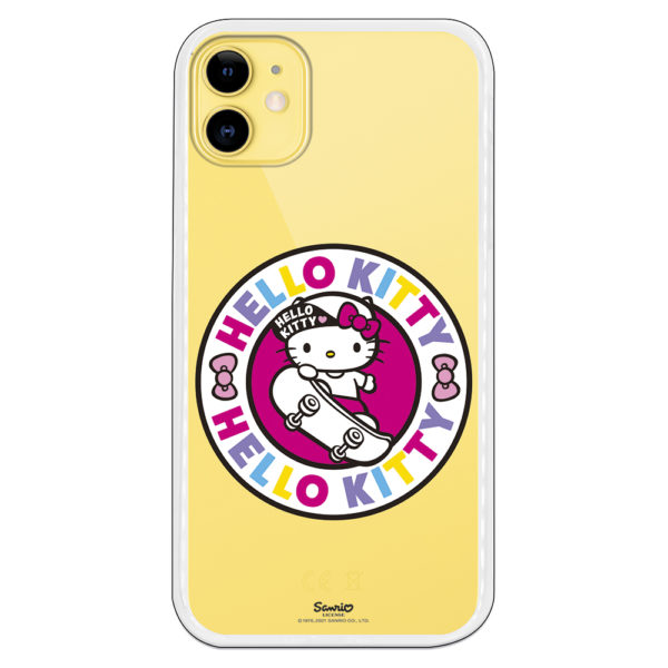 Carcasa móvil Hello Kitty montada en skite con el logo multicultural