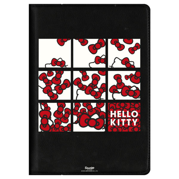 Funda móvil Hello kitty de cuadrados de lazos de polipiel negro