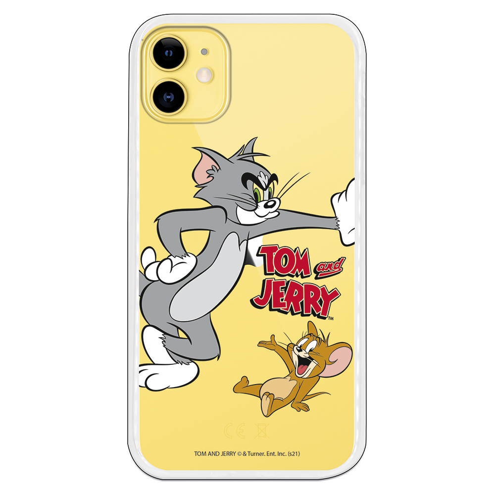 Carcasa móvil Tom y Jerry. Tom cara de preocupado y jerry partiendose de risa