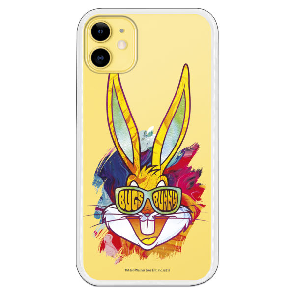 Funda móvil Bugs Bunny de colores con gafas sonriendo fondo transparente
