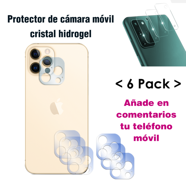 Protector de cámara móvil cristal hidrogel 6 unidades