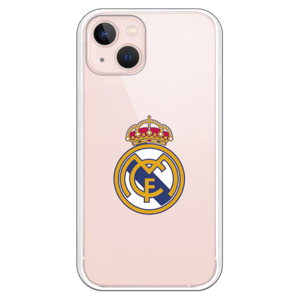 Carcasa para móvil Oficial Real Madrid - Escudo fondo transparente funda flexible.